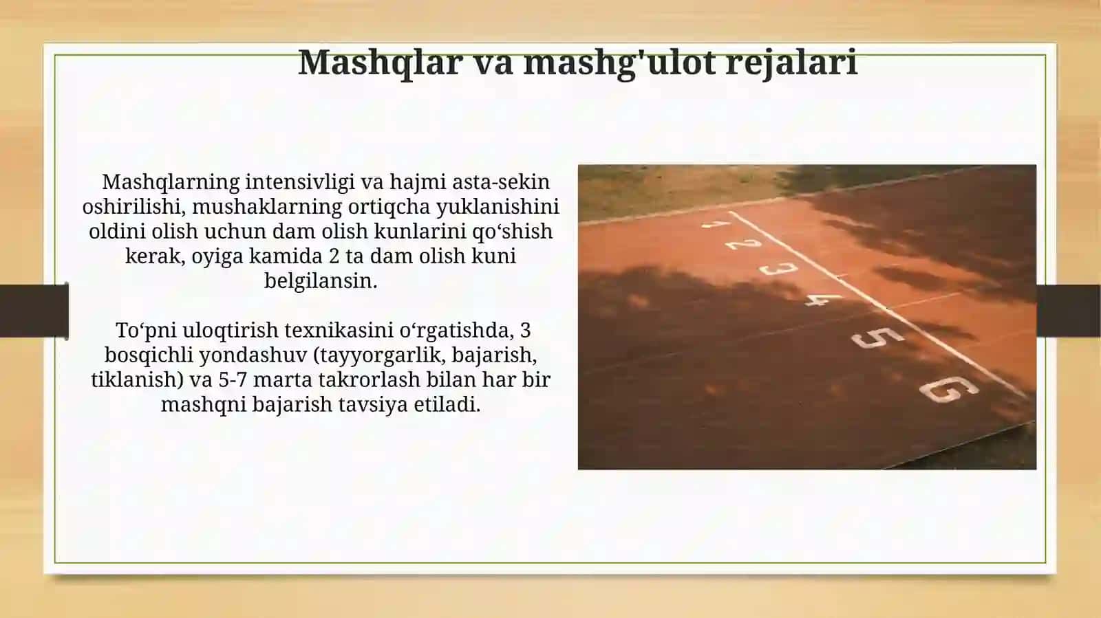 Yengil atletika: Uloqtirish turlari va texnikasini o'rgatish 4