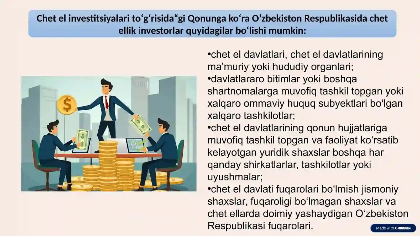 Xorijiy investitsiyalar mohiyati va jalb qilish sabablari 4