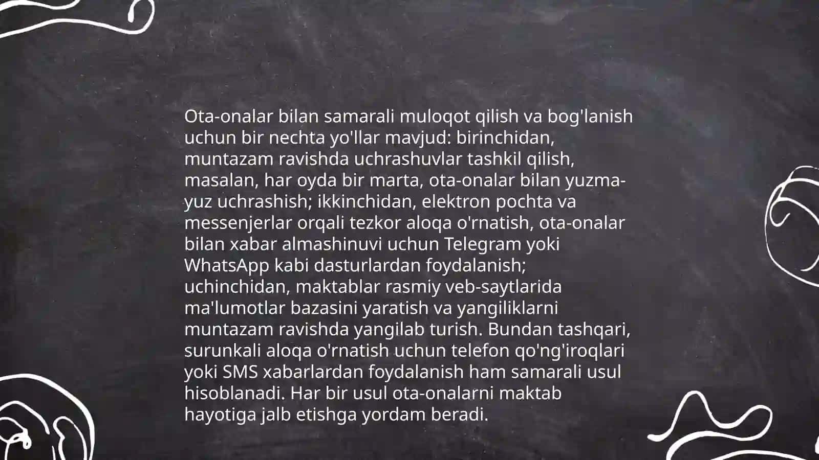 Ota-onalar majlisini tashkil qilish va o'tkazish metodikasi 4