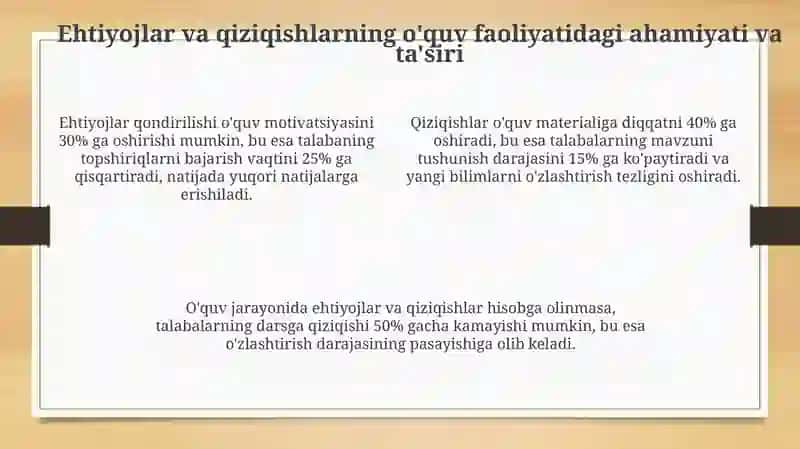 Talabaning ta’lim faoliyatida ehtiyojlar va qiziqishlar 4