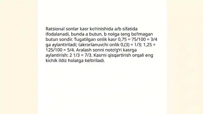 Ratsional sonlar hakida tushunsha 4