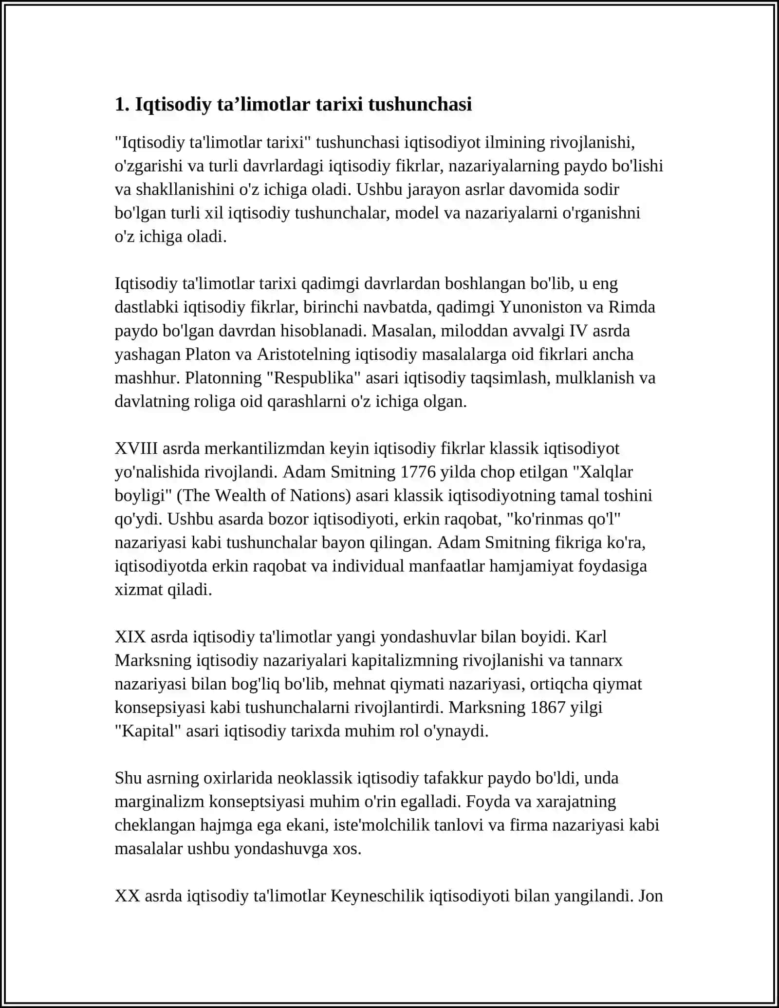 IQTISODIY TAʼLIMOTLAR TARIXI FANINING PREDMETI VA OʻRGANISH USLUBLARI 4