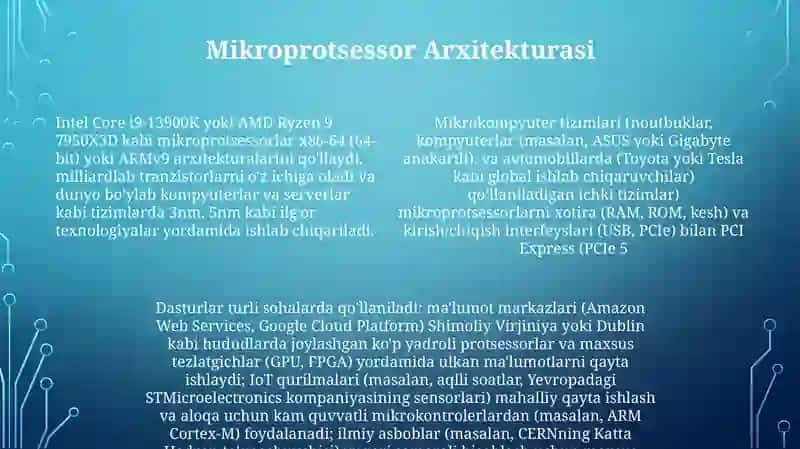 Mikroprotsessor va mikrokompyuter tizimlarining tuzilishi va qo'llanilishi 4