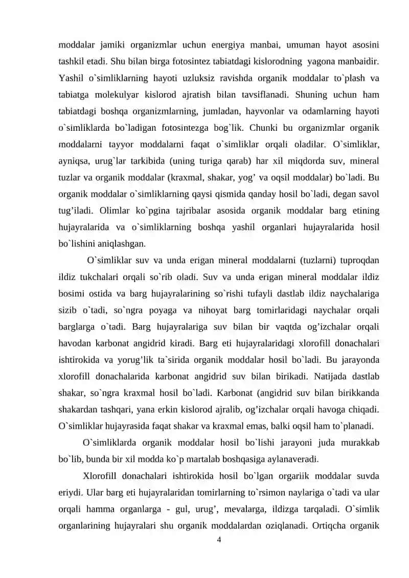 O`SIMLIKLAR FIZIOLOGIYASI FANIDAN 4