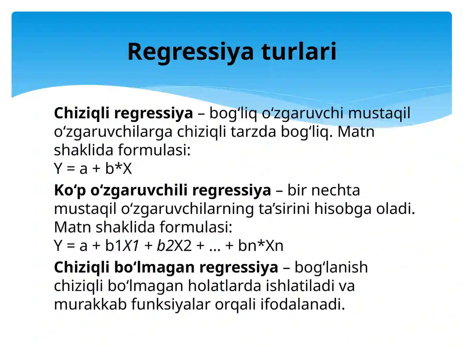 Regressiyaning xususiy tenglamasi 4