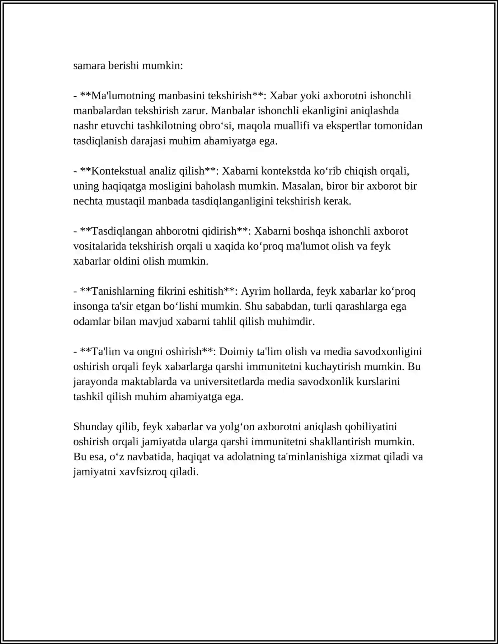 FEYK XABAR YOKI YOLGʻON AXBOROTGA QARSHI IMMUNITETNI SHAKLLANTIRISH 4