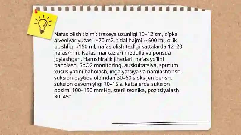Ingalatsiya va ajralmalarni so'rib olishda bemorga hamshiralik parvarishi 4
