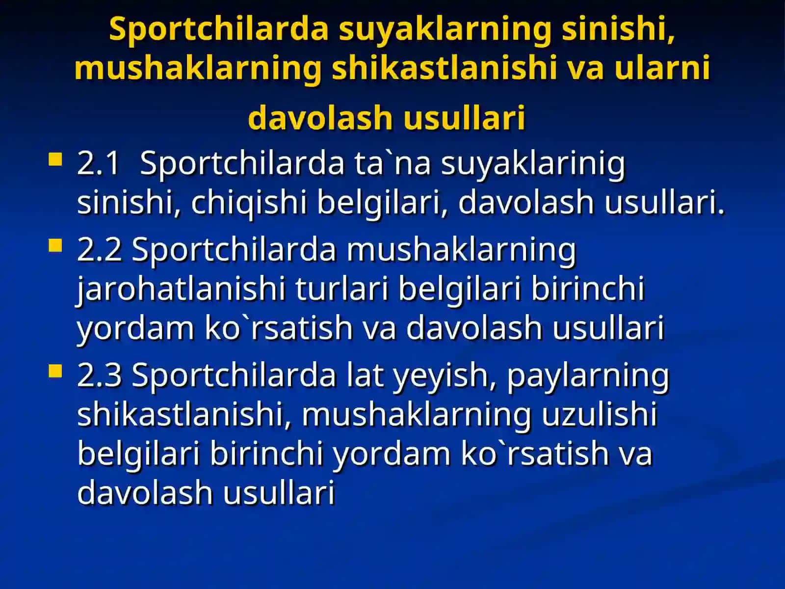 Sportchilarda tayanch-harakat apparatining shikastlanishini oldini olish usullari 4