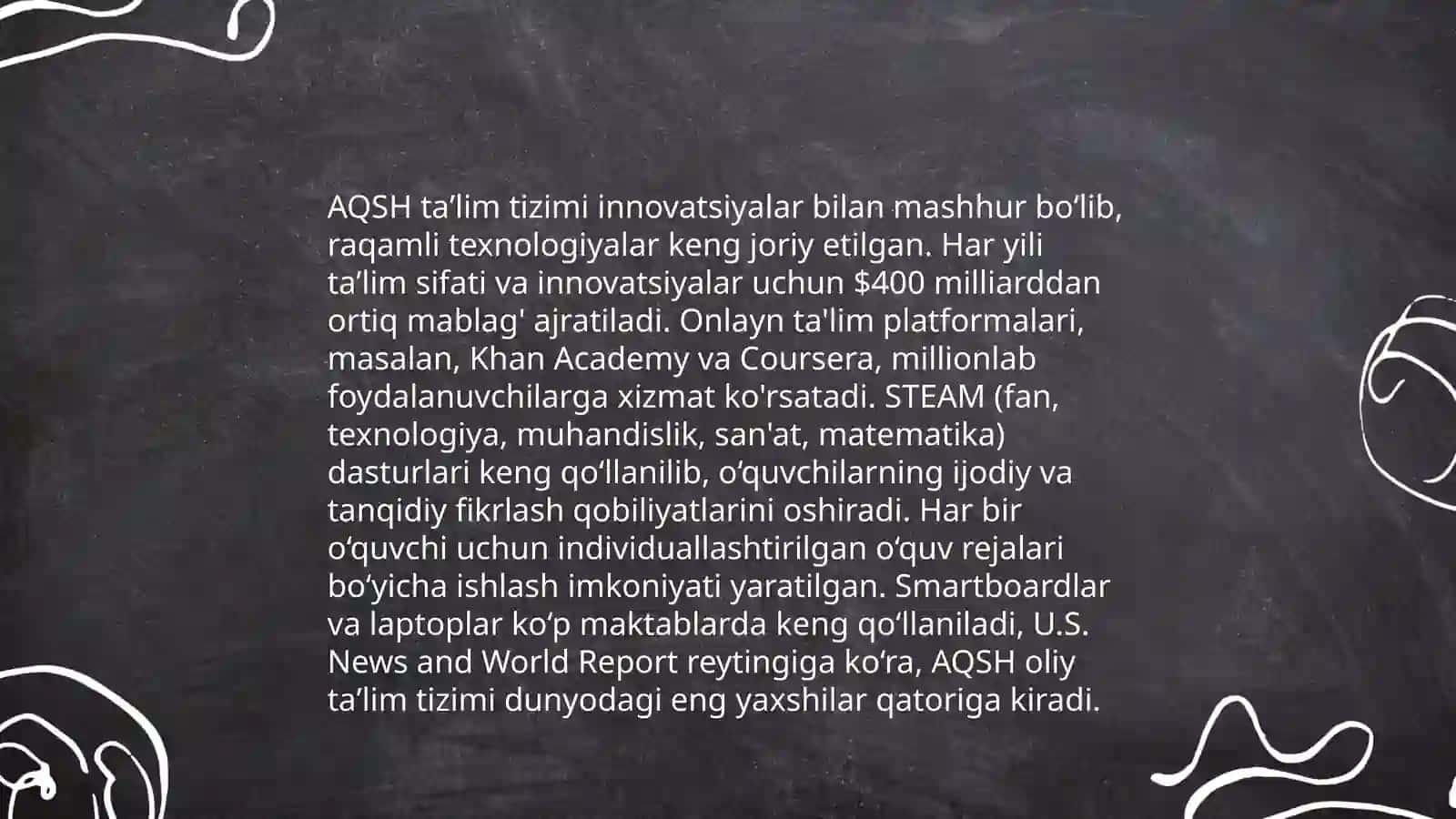 Rivojlangan davlatlarda (AQSH,Singapur,Yaponiya,Janubiy Koreya) taʼlim tizimi 4