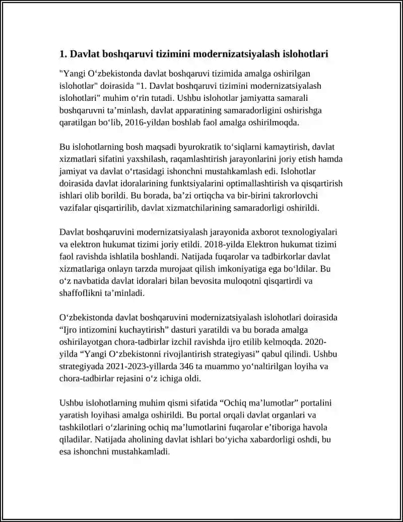 Yangi Oʻzbekistonda Davlat Boshqaruv Tizimida Islohatlar 4