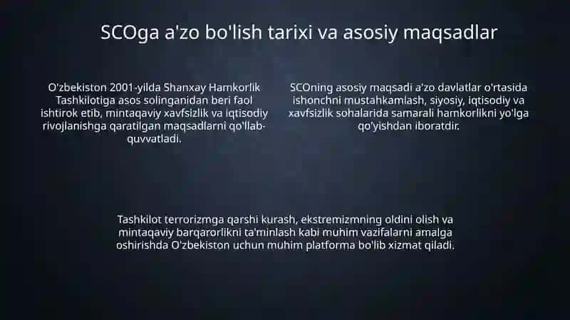 O'zbekistonning SCOdagi o'rni va roli 4