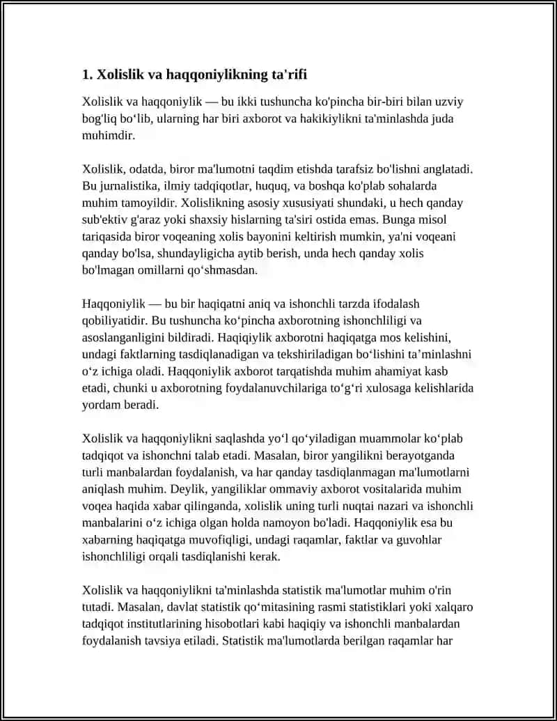 XOLISLIK VA HAQQONIYLIK JURNALISTIKANING ASOSIY PRINSIPLARI 4