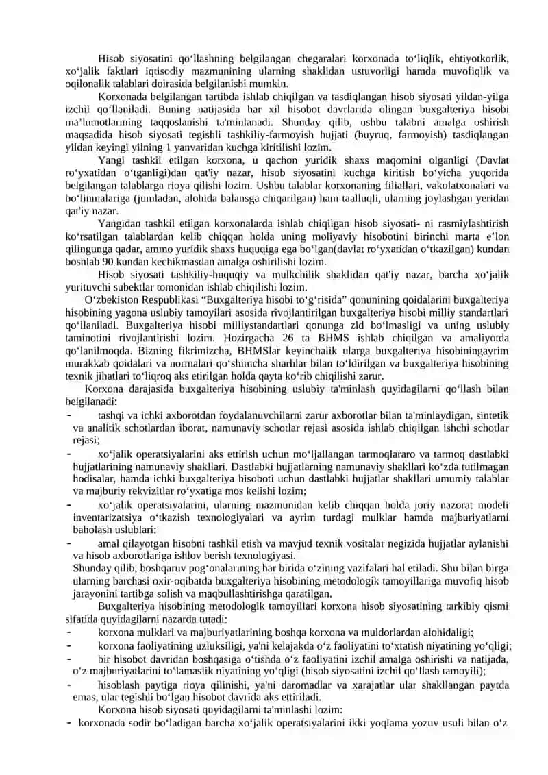 Korxona Hisob Siyosati va Buxgalteriya Hisobini Tashkil Etish 4