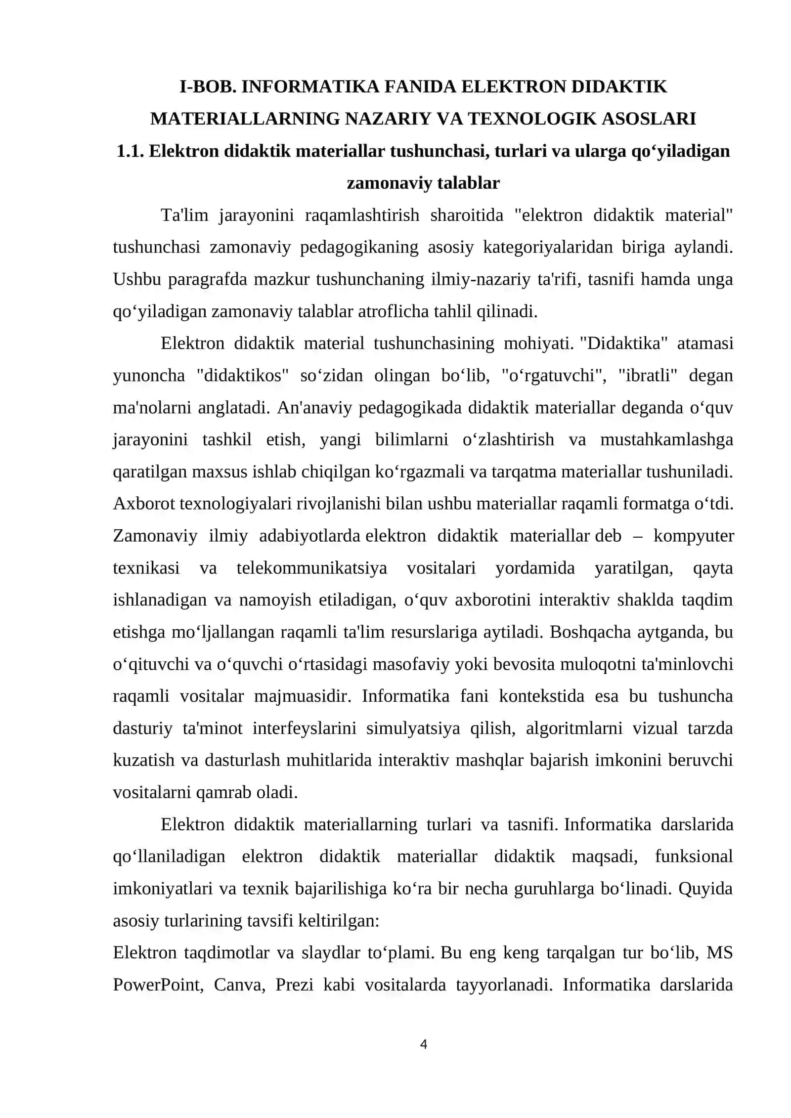 Informatika fanida elektron didaktik materiallar yaratish va ulardan foydalanish metodikasi. 4