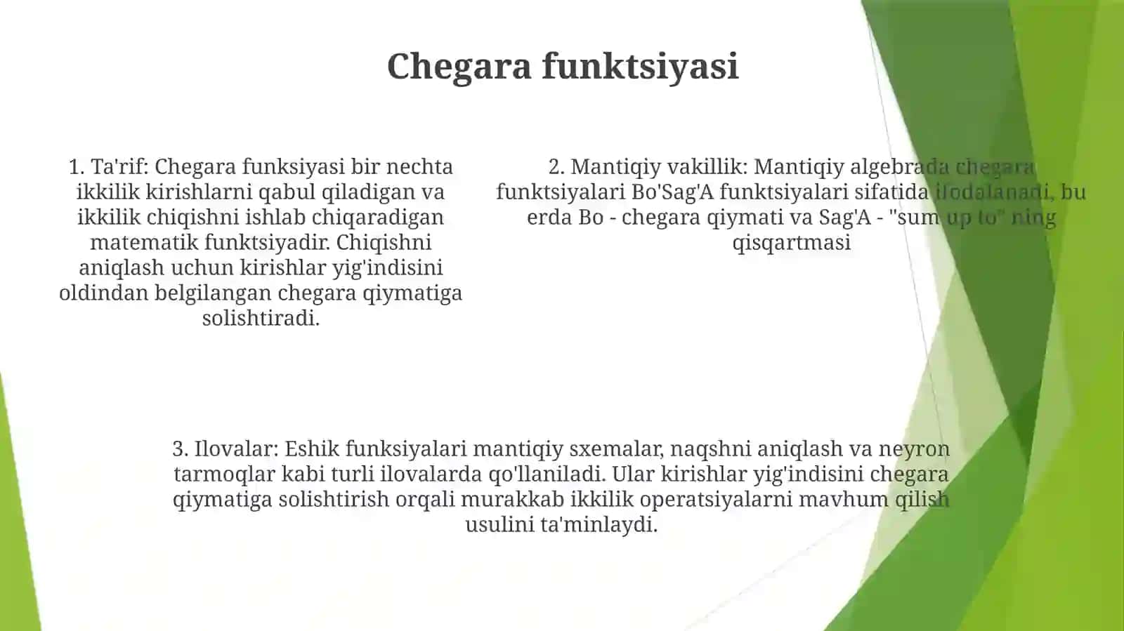 Bo'Sag'A Funksiyalari 4
