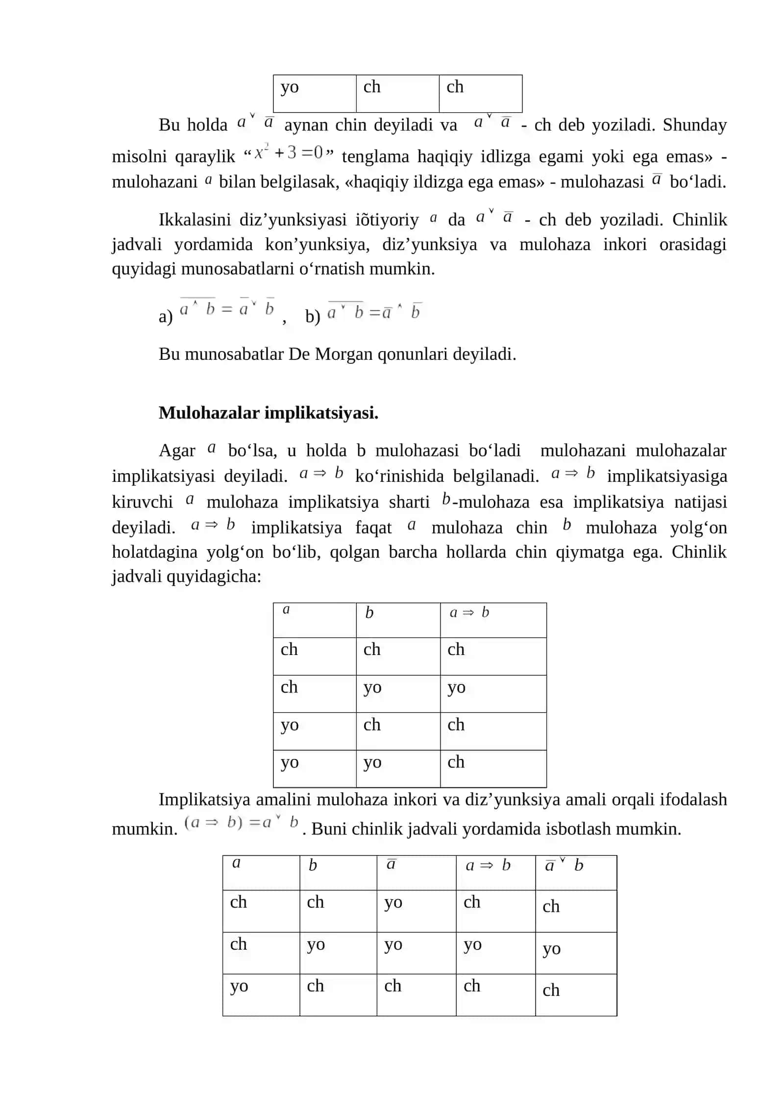 Mulohazalar va ular ustida amallar 4