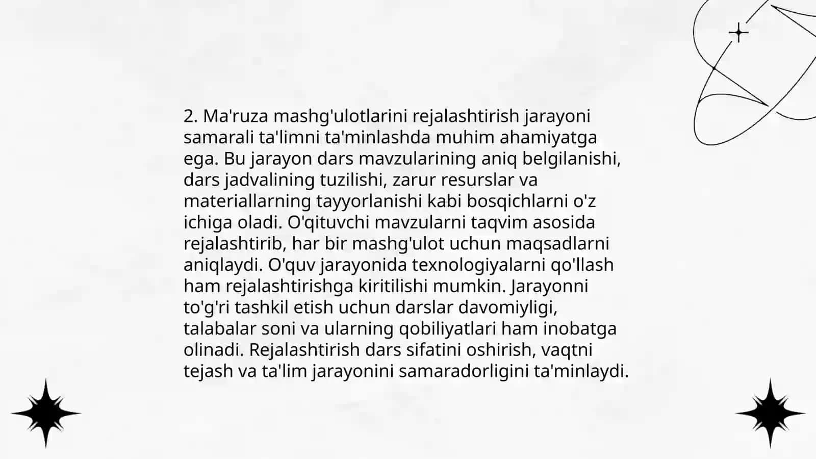 Ma'ruza mashg'ulotlarini tashkil etish metodikasi 4