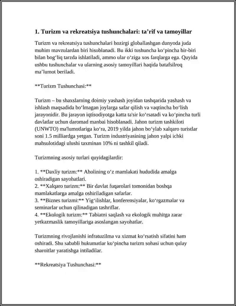 TURIZM VA REKREATSIYA HAQIDA TUSHUNCHA, ULARNING GEOGRAFIK JIHATLARI 4