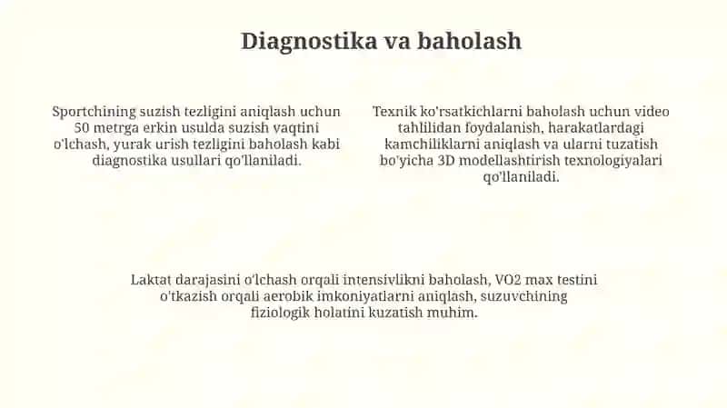 Sport mahoratini takomillashtirish bosqichida mashg‘ulotlarni tashkil etish (suzish). 4