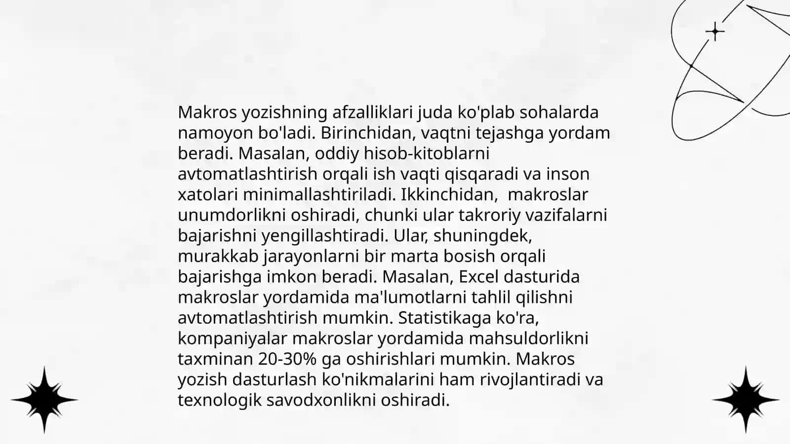 Makroslar kichik funksionallar uchun Makros yozing 4