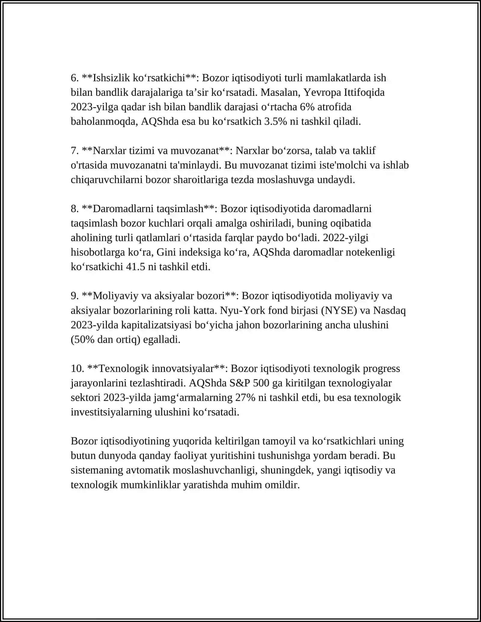BOZOR IQTISODIYOTI SHAROITIDA BAHO TUSHUNCHASI 4