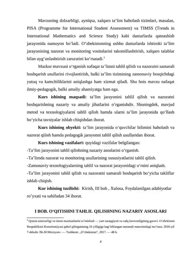O'qitishni tahlil qilish va ta'lim nazoratini boshqarish 4