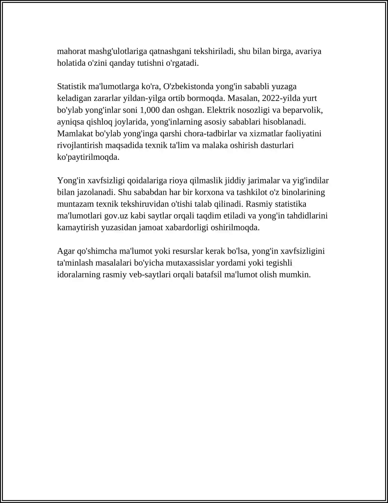 YONGʻIN TEXNIK TEKSHIRUVLARI VA PROFILAKTIK KOʻRIKLARINI OʻTKAZISH TARTIBI VA BOSQICHLARI 4