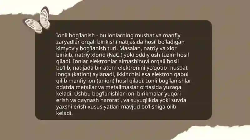 Kimyoviy bogʻlanish. Turlari va xossalari 4