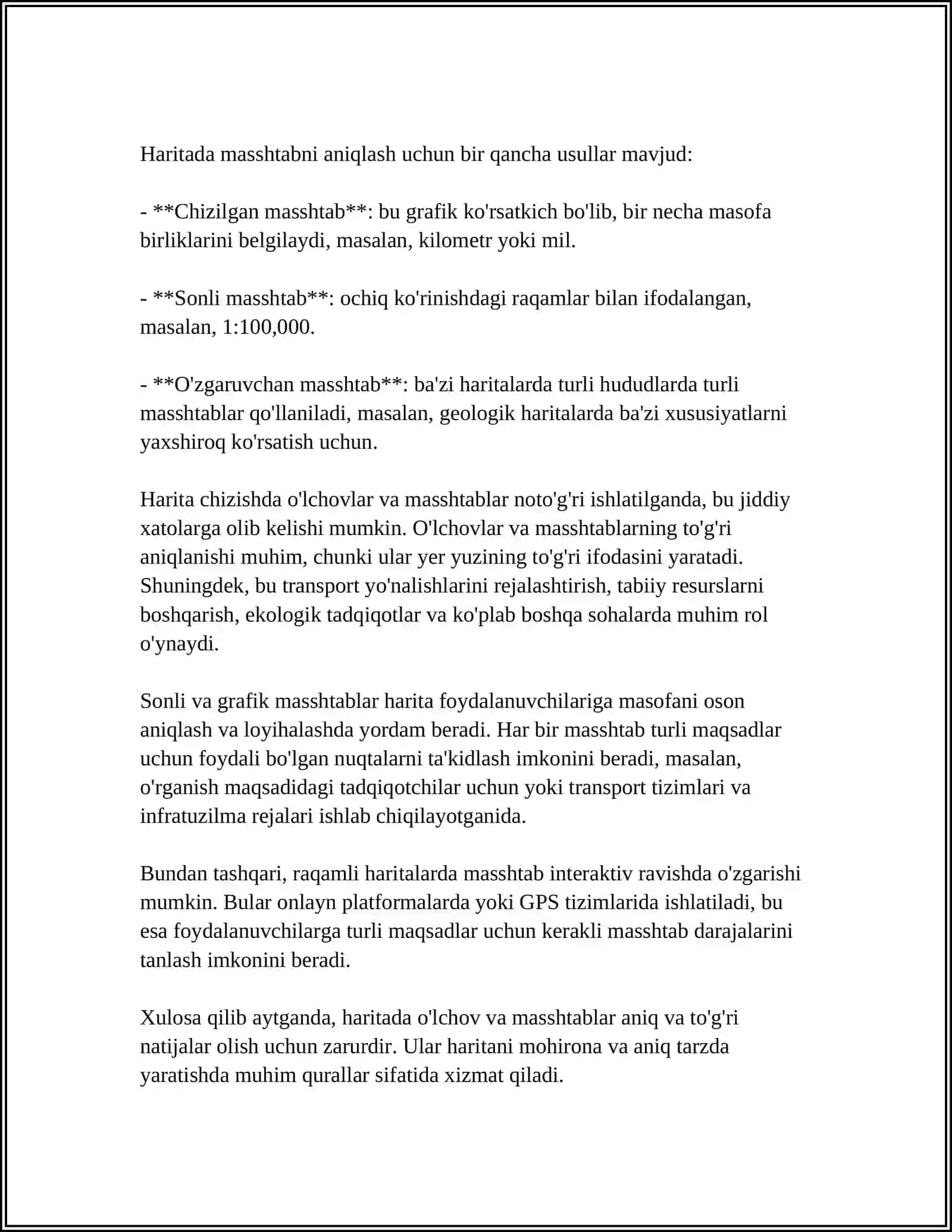 MUSTAQIL ISH Mavzu: HARITA CHIZISH KEREK 4