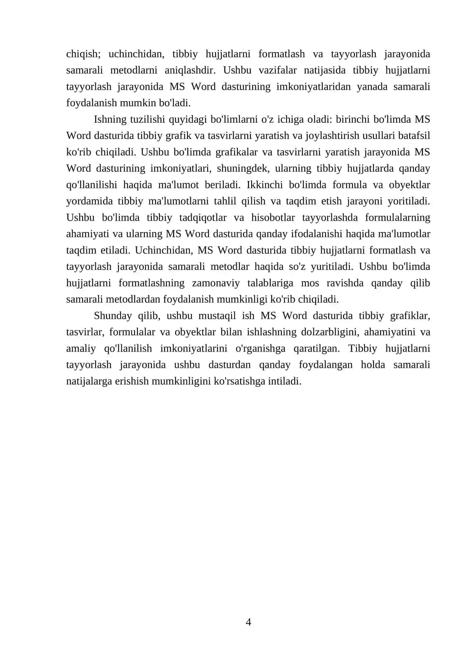 MS word dasturi,tibbiy grafik, tasvir,formula va obyektlar bilan ishlash 4