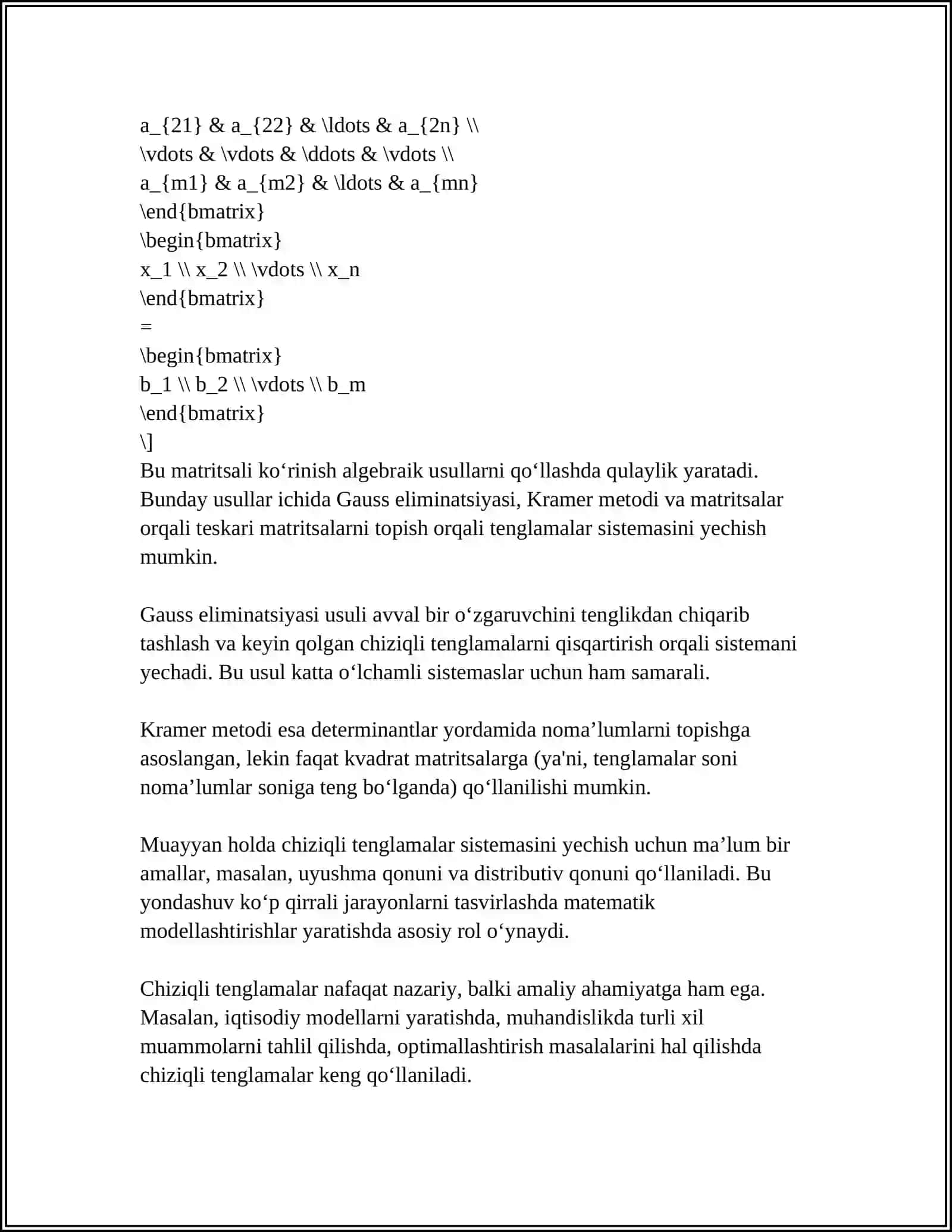 BIR JINSLI CHIZIQLI ALGEBRAIK TENGLAMALAR SISTEMASI 4