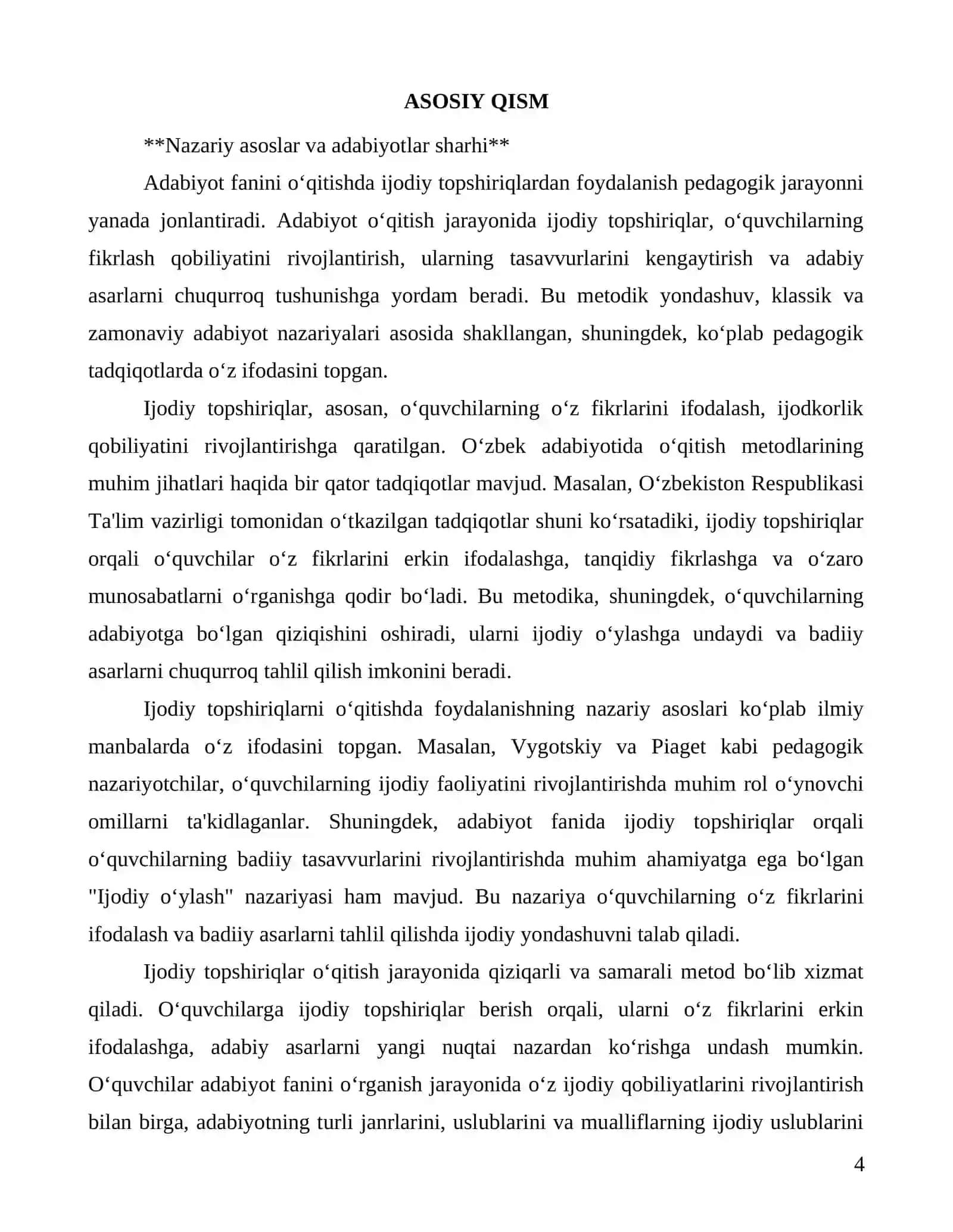 Adabiyot fanini oʻqitishda ijodiy topshiriqlarning afzalliklari 4