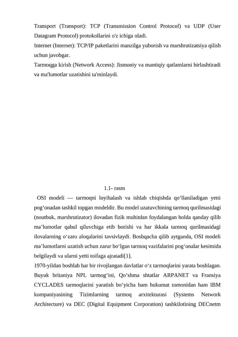 KOMPYUTER TARMOQLARINING ASOSIY ARXITEKTURA MODELLARI (OSI VA TCP/IP) 4