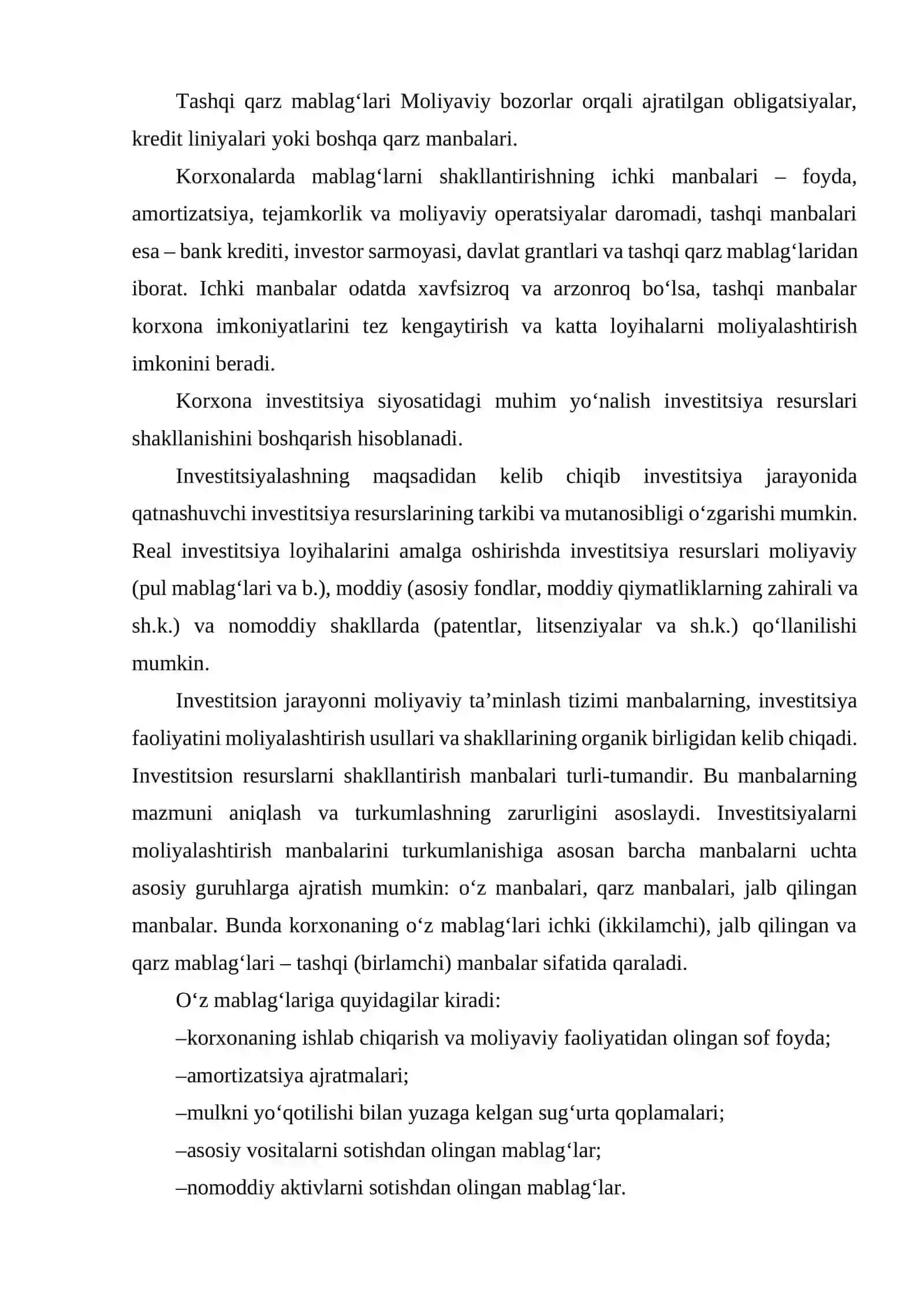 KORXONALARDA O‘Z MABLAG‘LARINI SHAKLLANTIRISHNING ICHKI VA TASHQI MANBALARI. 4
