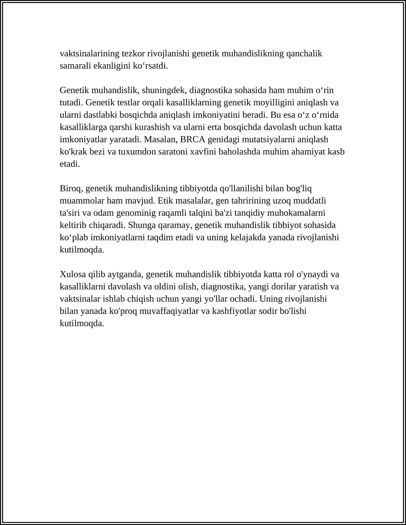 GENETIK INJENERIYANING TIBBIYOTDAGI ROLI.ANTIMUTAGENEZ 4