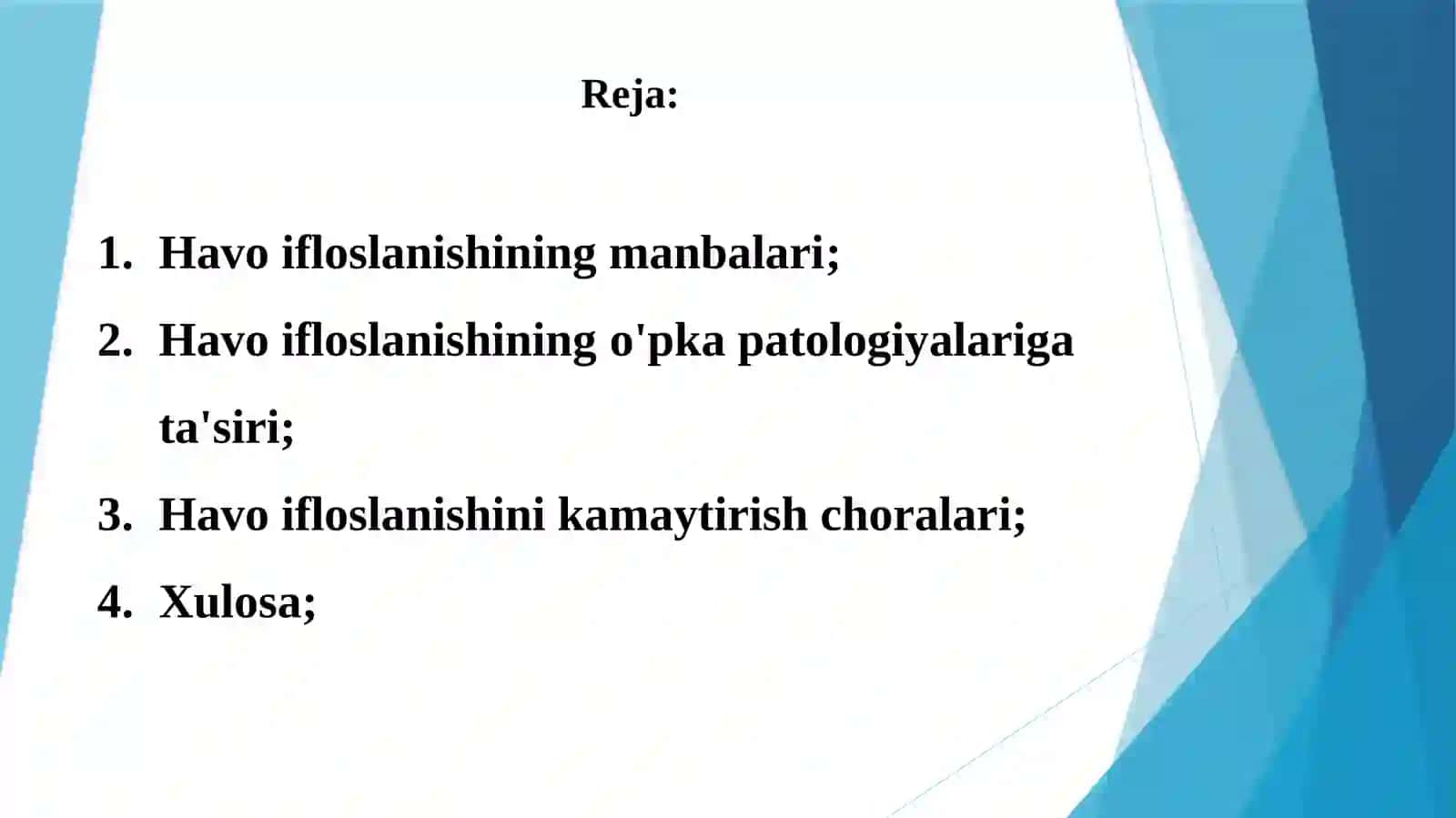 Havo ifloslanishining o'pka patologiyasidagi ahamiyati 4