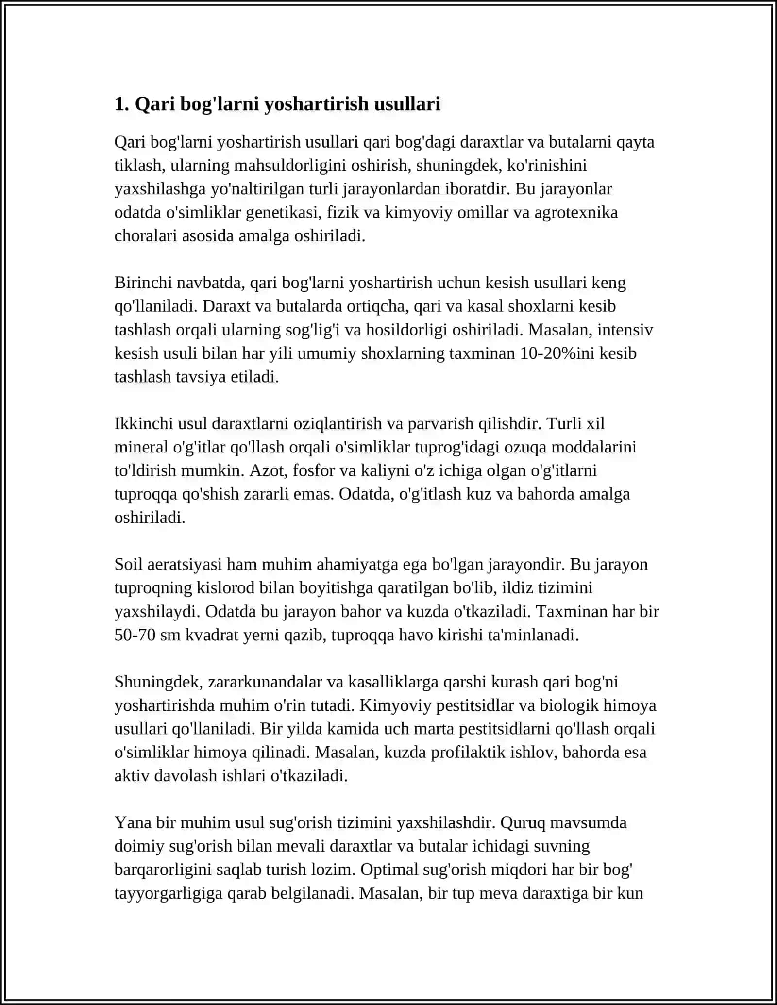 QARIGAN BOGʻLARNI YOSHARTIRISH TEXNOLOGIYASI 4