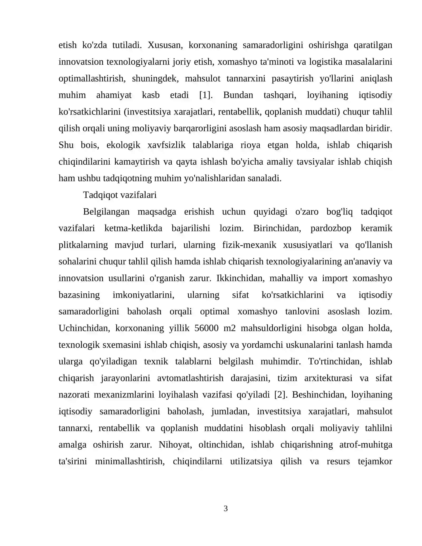 pardozbop keramik plitkalar ishlab chiqarish korxonasini loyixalash 4