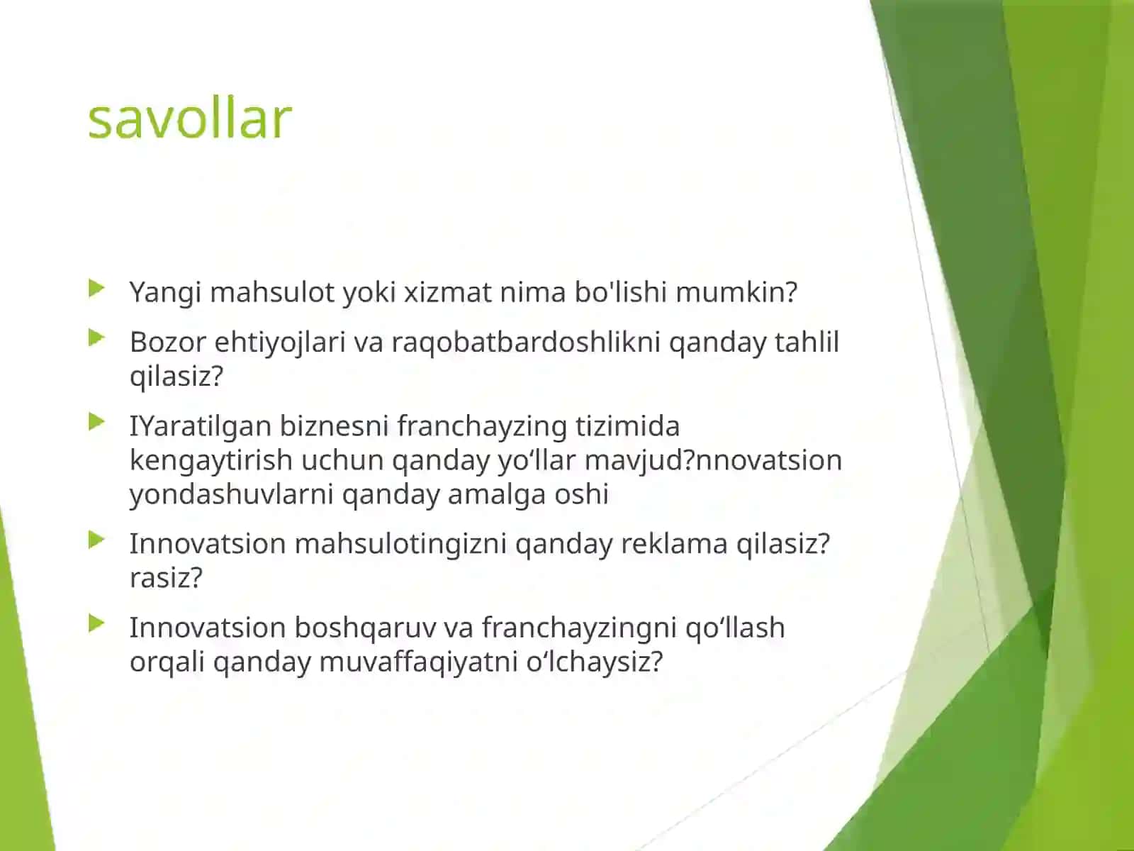 Biznesni innovatsion boshqarish va franchayzing 4