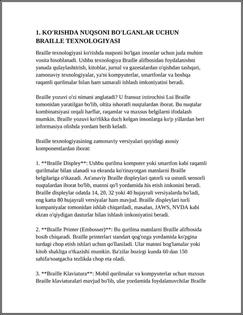 KO'RISHDA NUQSONI BO'LGANLAR UCHUN BRAILLE TEXNOLOGIYASI 4