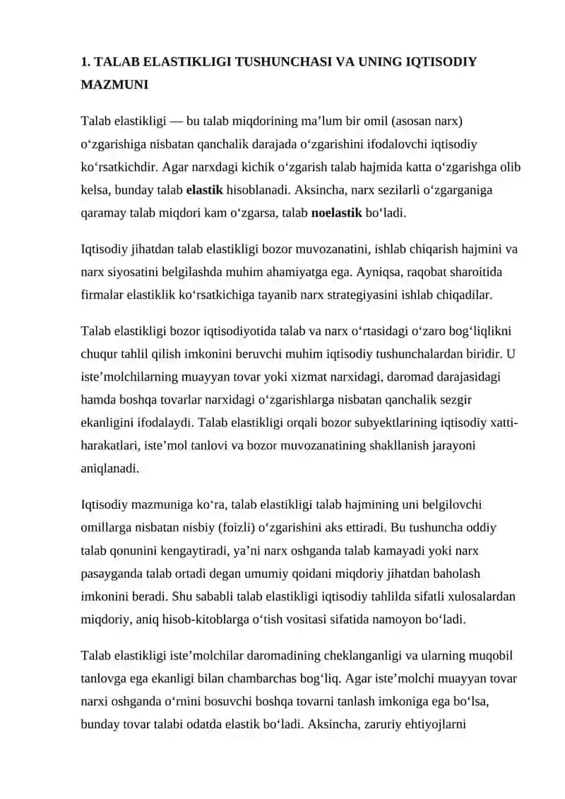 Elastiklik Koeffitsienti Yordamida Bozor Talabini Baholash 4