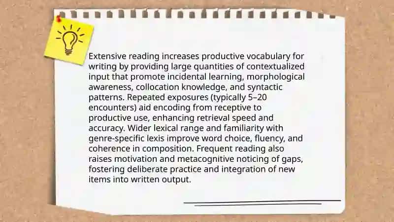 Extensive reading and vocabulary development in writing 4