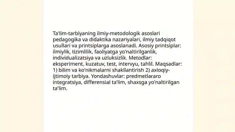 Ta'lim va tarbiyaning fan xususiyatlari 4