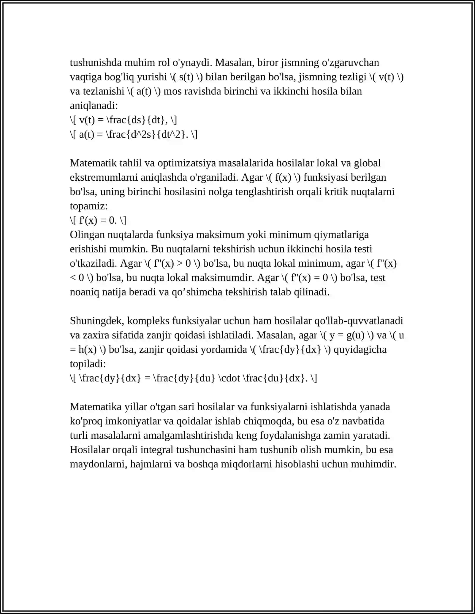 YUQORI TARTIBLI HOSILA VA DIFFERENSIALLAR 4