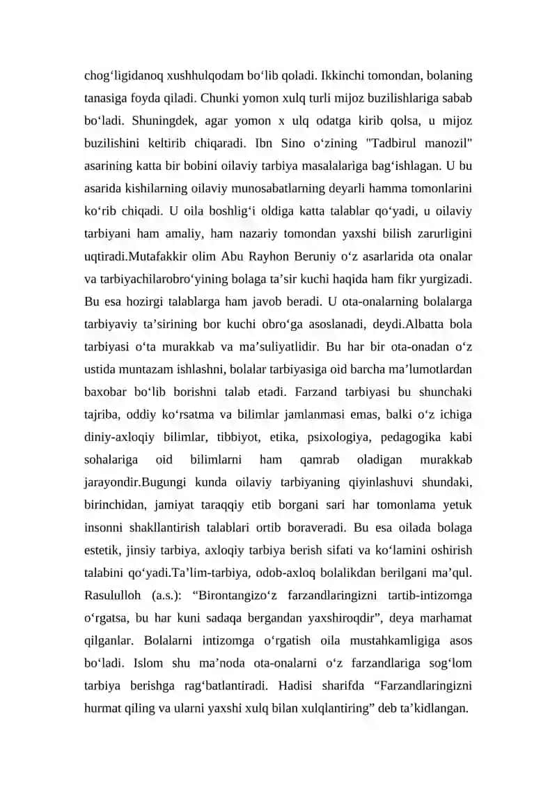 Bola tarbiyasida oilaning o‘rni haqida mutafakkirlar ta’limoti. 4