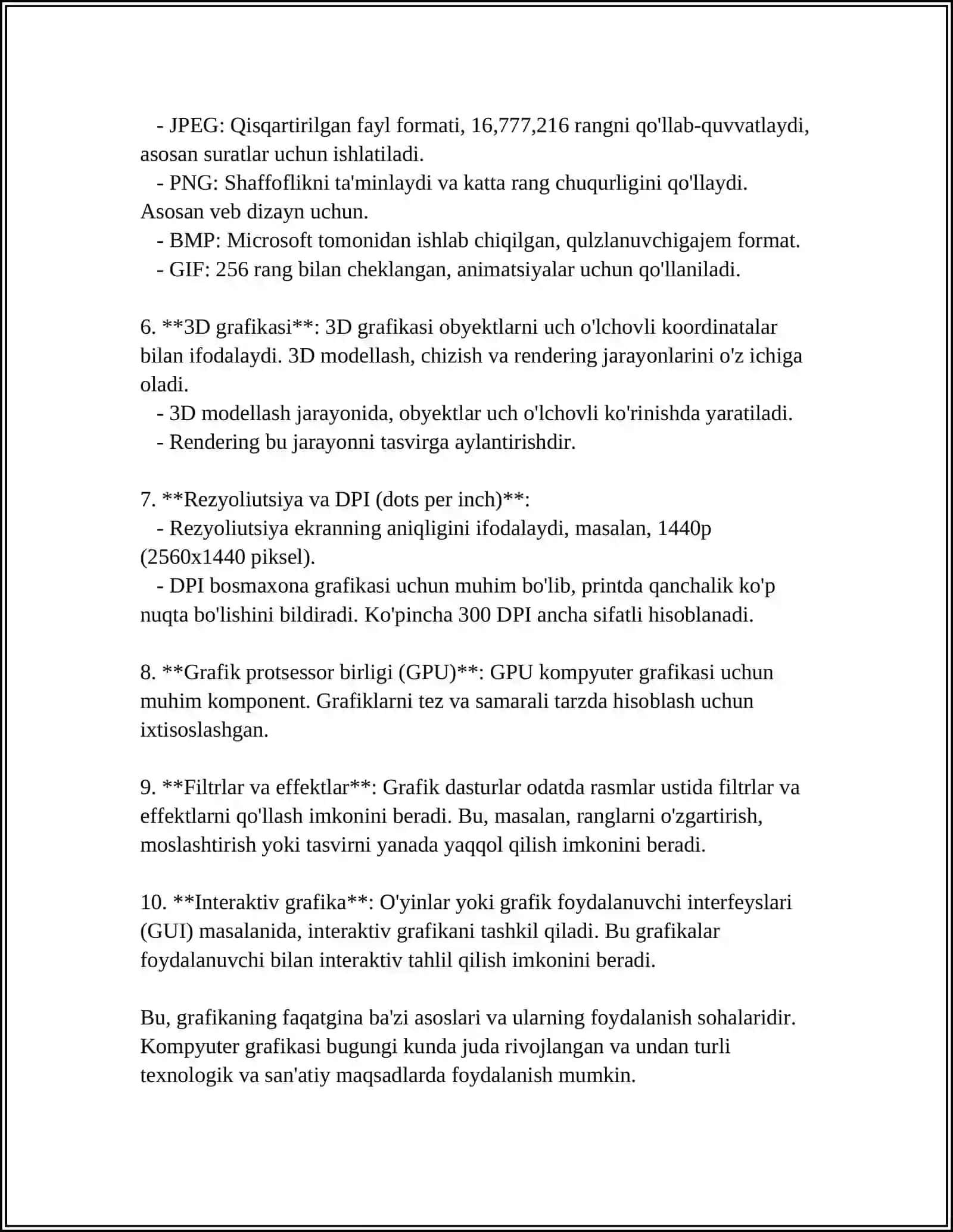 KOMPYUTER GRAFIKASIDAN FOYDALANISH 4