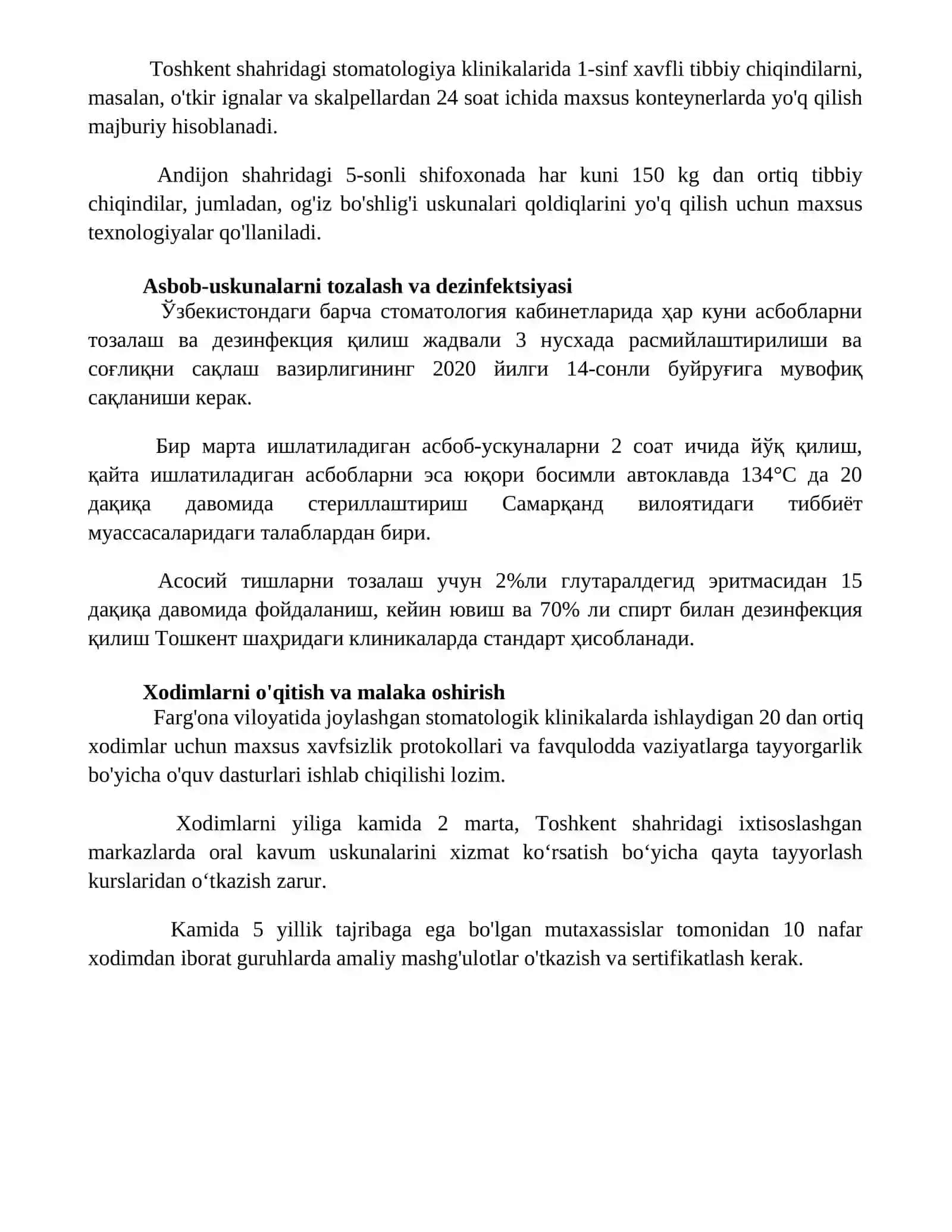 Ogʻiz jihozlariga texnik xizmat koʻrsatish xavfsizligi qoidalari va ehtiyot choralari 4