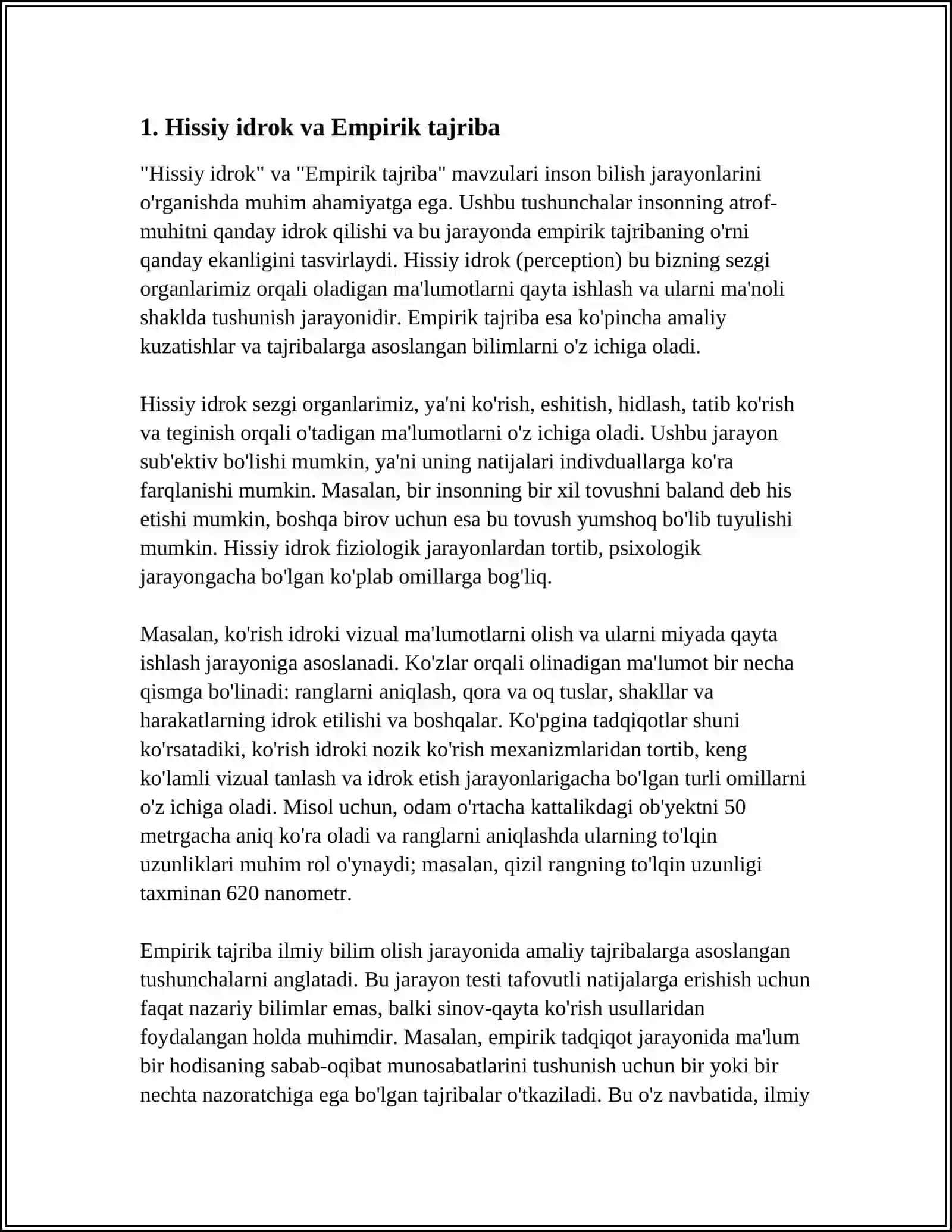 HISSIY, EMPIRIK, NAZARIY, MANTIQIY, INTUITIV, BILISH DARAJALARINING O'ZARO ALOQASI VA FARQI 4
