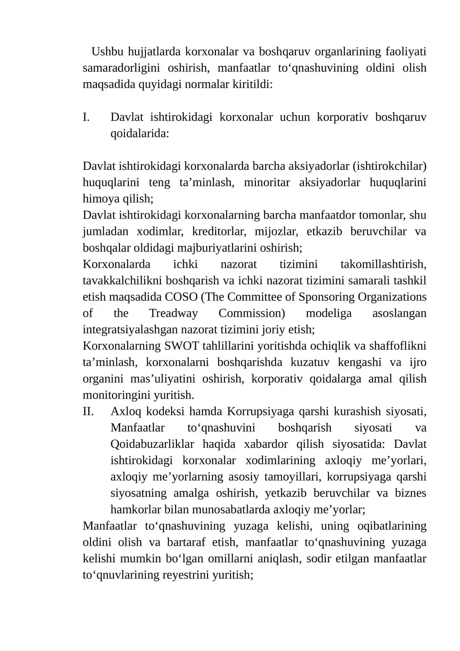Davlat ulushi mavjud korporativ tuzilmalarda korporativ boshqaruv tizimi 4