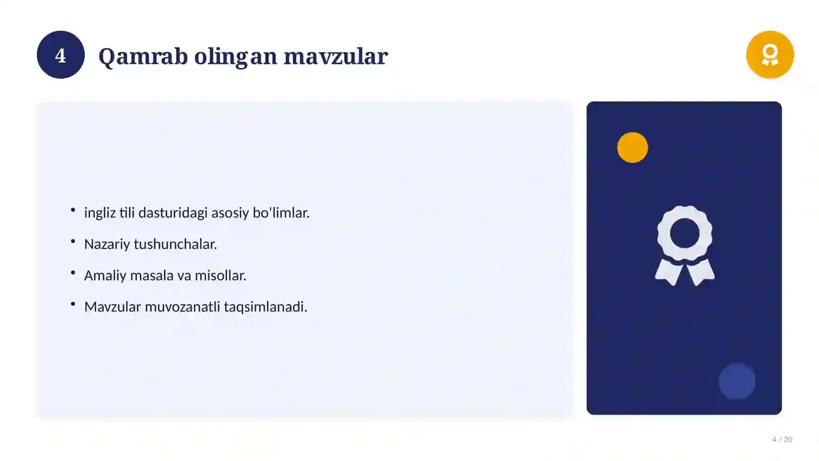 Ingliz tili fanidan 6-sinf: fan olimpiadasi savollari 4